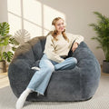 Giant Bean Bag Chair for Adults and Kids, BeanBag Couch Filler with Memory Foam, Ergonomic Faux Fur Shell-Shaped Boneless Chair and Reading Living Room, Bedroom, Grey