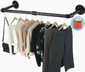 Clothes Rack Wall Mount with 3 Hooks, 36''L Clothing Bar for Wall, Industrial Pipe Clothes Rod, Heavy Duty Iron Garment Rack, Clothes Hanging Rod Bar for Laundry Room Closet Storage