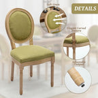 French Country Dining Chairs Set of 4,Farmhouse Upholstered Dining Room Chairs with Round Back and Solid Leg,Fabric Kitchen Side Chairs for Kitchen/Bedroom/Dining Room,Green