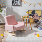 Costzon Kids Sofa, Toddler Rocking Chair with Solid Wood Frame, Linen Fabric, Anti-Tipping Design, Children Furniture Armchair for Kids Room, Nursery, Playroom, Preschool, Gift for Boys Girls (Pink)