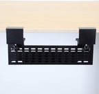 AEONS Under Desk Cable Management Tray Wire Cord Organizer Removable C Clamp Mount No Drill Computer Cord Raceway and Modesty Panel, Black, 16-inch