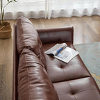 TYBOATLE Sofa Couch 61" Small Loveseat Couches for Living Room Chestnut Brown Leather Couch Mid Century Modern Tufted Mini Sofa Comfy Office 2 Seat Settee Love Seat for Small Spaces Bedroom