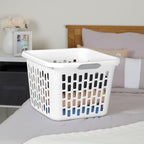 Sterilite Laundry Basket, Plastic Clothes Hamper, Large Square Bin with Comfort Grip Handles and Reinforced Rim, 1.5 Bushel Capacity, White, 18 Pack