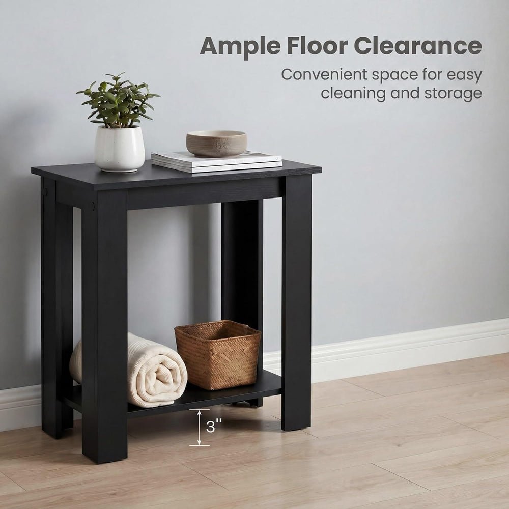 Tangkula 2-Tier Wooden Narrow End Table, Open Storage Side Nightstand, Retro ...