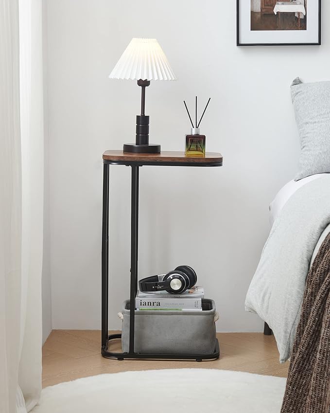 C Shaped End Table Set of 2, Small Side Table for Sofa and Bed, Couch Tables ...
