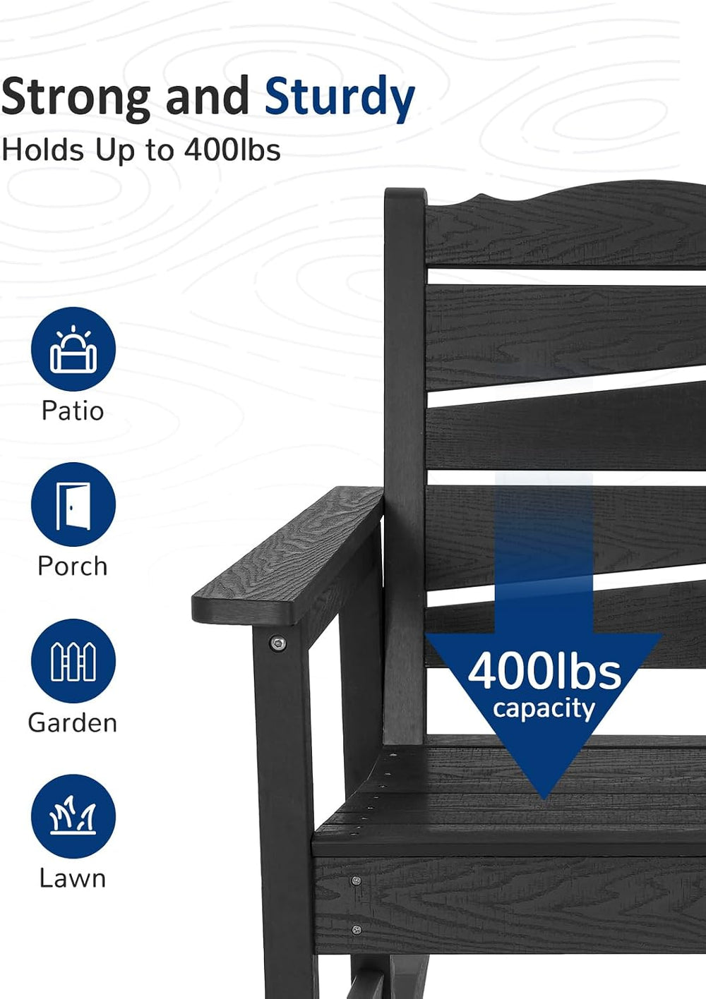 Patio Rocking Chairs Set of 2, Weatherproof HIPS Outdoor Rocking Chair for Ad...