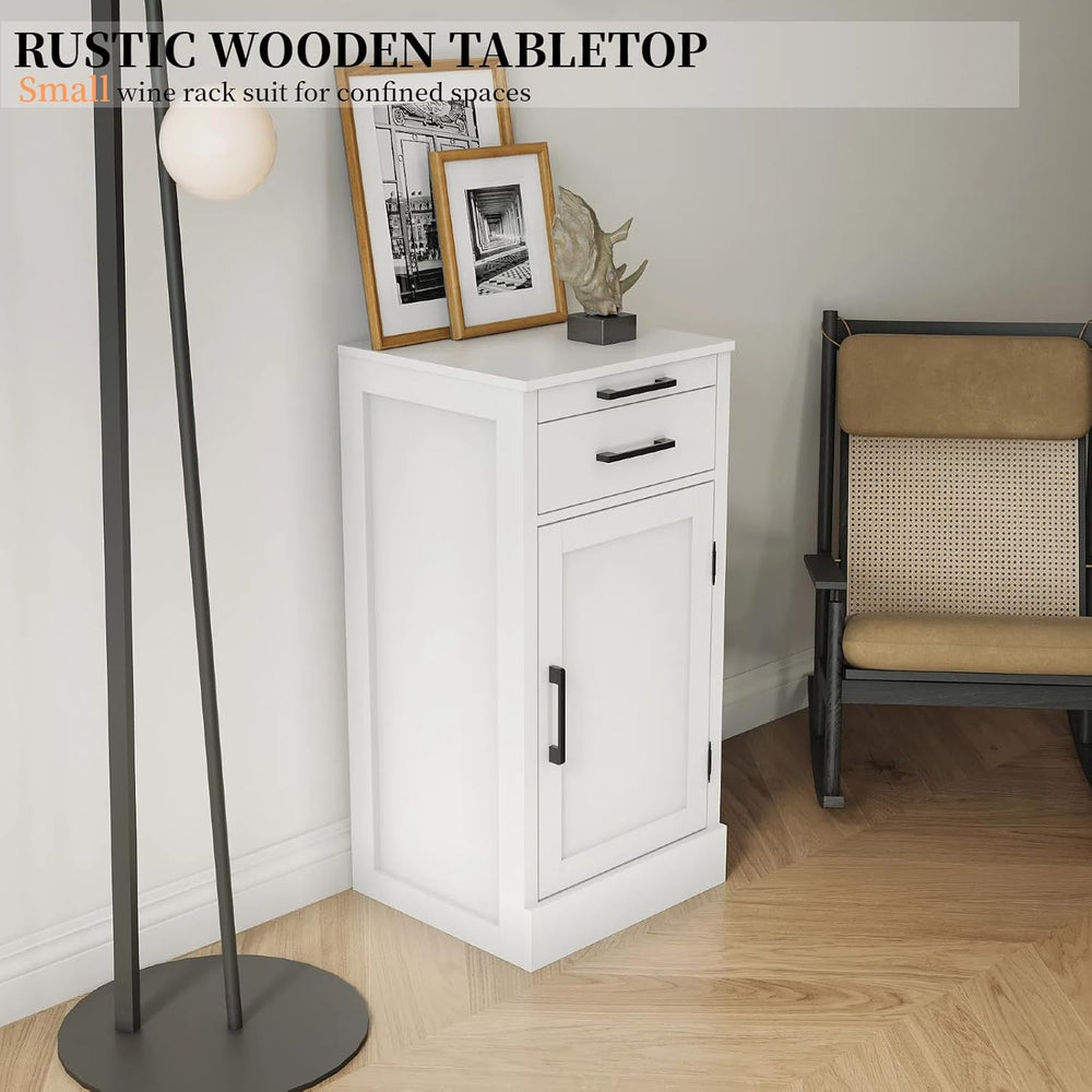 WERSMT Wine Cabinet Freestanding Floor with 2 Drawers, Wood Wine Rack Counter...