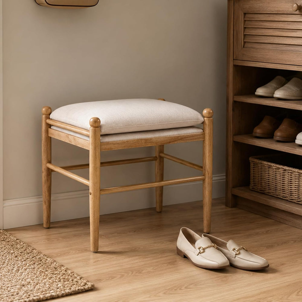 Kmax Ottoman Bench, 19 Inch Tall Vanity Chairs No Wheels, Upholstered Ktichen...