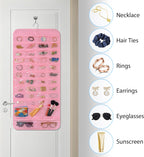 Bloss Hanging Jewelry Organizer With 90 Pockets,Earring Holder Organizer Storage For Valentine's Day Gift,Double-Sided Jewelry Holder for Earrings, Necklaces, Rings on Closet,Wall,Door(Pinck)