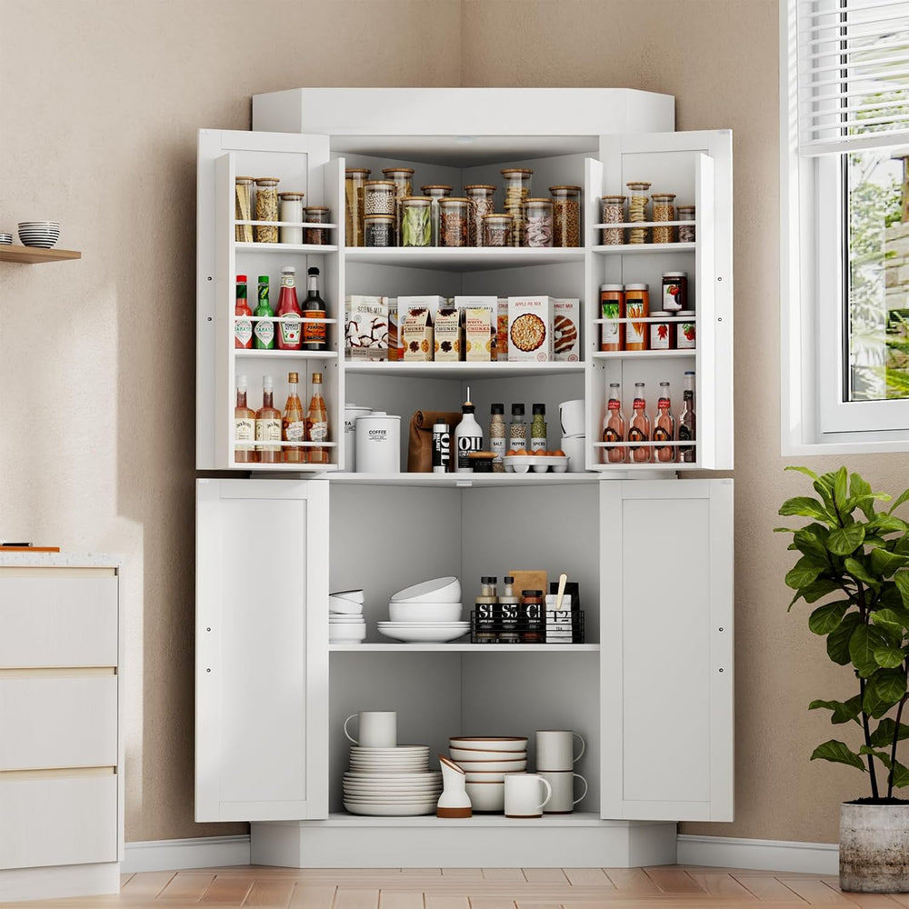 Gyfimoie Corner Cabinet,Kitchen Pantry Storage Cabinet,Freestanding Buffet Hu...
