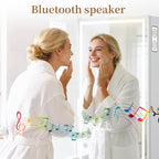 LED Mirror Jewelry Cabinet with Bluetooth Speaker ，Door/Wall Mounted,Equipped with Three Color Light Strips,Full-Length Illuminated Mirror,Jewelry Storage Function
