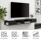 WAMPAT 70 inch Floating Entertainment Center, Black | For TVs Up to 75 inch, Open shelf Storage, Wall Shelf Under TV, Media Console, Living Room