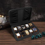 Comecase 10 Slots Watch Box Organizer/Men Watch Display Storage Case Fits All Watches up to 42mm with Extra 4 Pocket (Black)