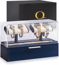 QWATCH Watch Stand Display Case - Acrylic Watch Box for 2 or 4 Watches with Jewelry Valet Tray and Drawer