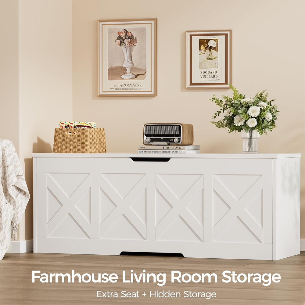 Homleke 47.2" Extra-Large Wooden Storage Chest, Farmhouse Storage Bench ...