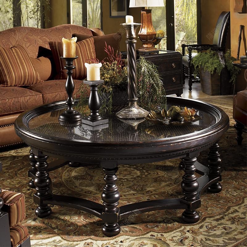 Coffee Table Solid Wood Round Coffee Table Black Retro Coffee Table Home Sofa...