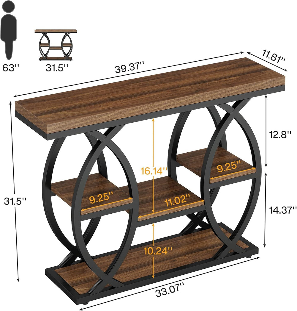 Tribesigns 39.4" Console Table, Sofa Table, Accent Tables, Rustic Brown ...
