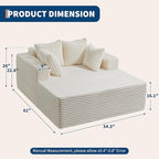54.3"W Oversized Chaise Lounge Chair Indoor, Boneless Corduroy Sleeper Sofa Bed with 4 Pillows, Armrests, Comfy Fluffy Reading Couch, No Assembly Required Cloud Sofa for Living Room, Bedroom, Office