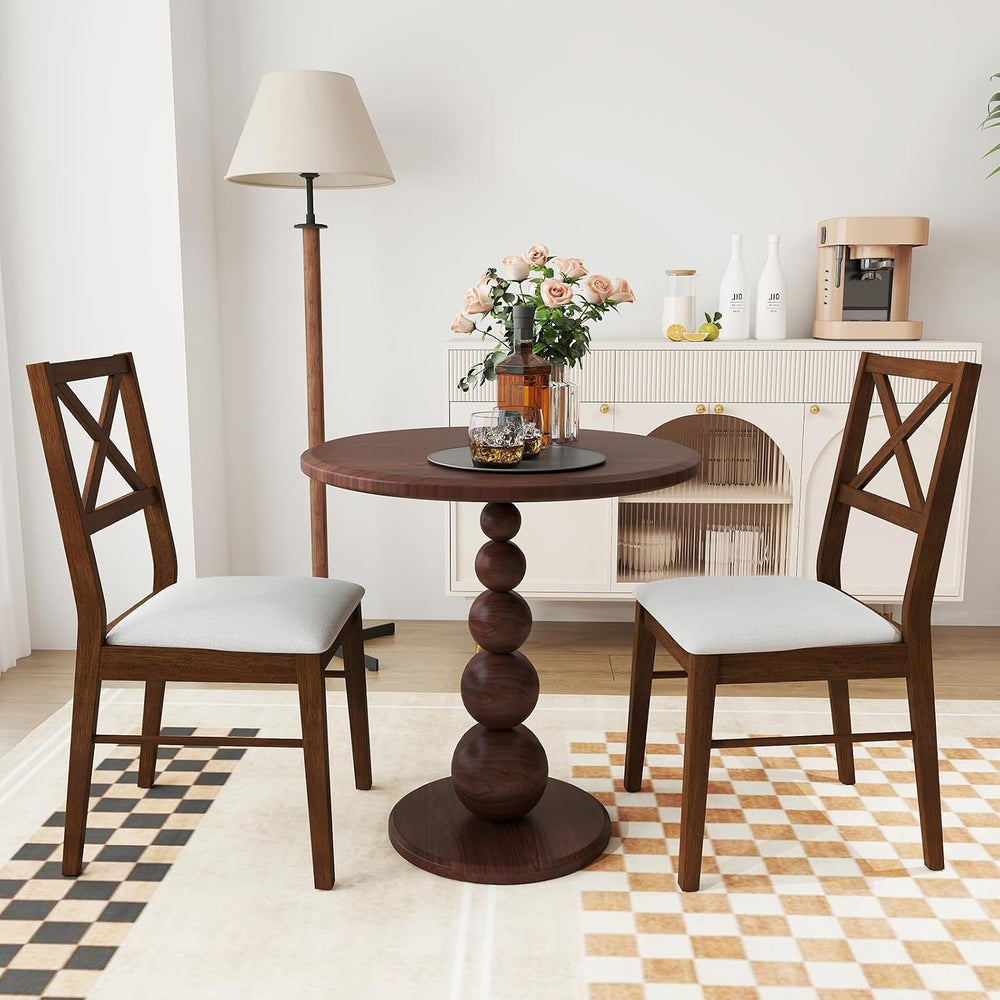 POWERSTONE Dining Chairs Set of 2, Wooden Kitchen Chairs with Soft Fabric Sea...