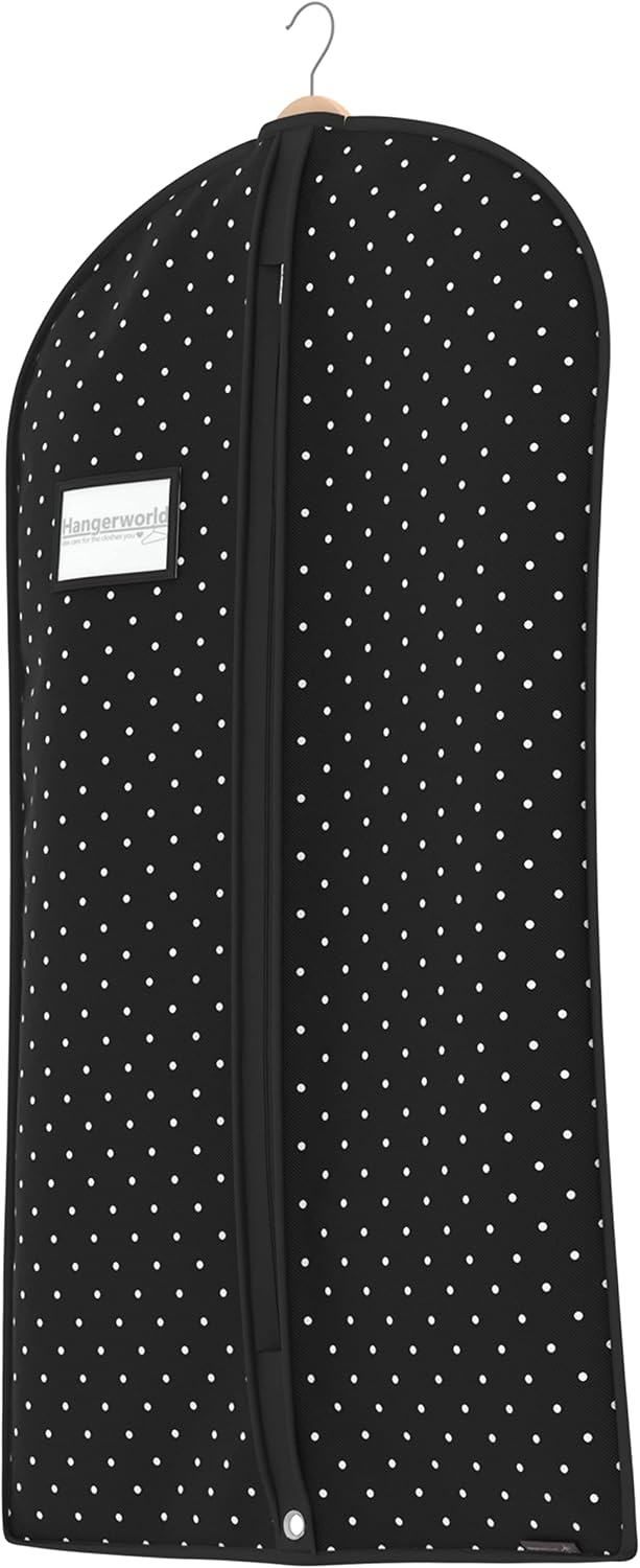 HANGERWORLD 40inch Garment Bag for Suits and Dresses Bags for Closet Storage Breathable Clothes Cover Dust Protector (1 Pack, Black Polka)