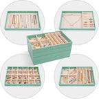 ProCase Stackable Jewelry Organizer Trays for Drawers, Jewelry Drawer Inserts Container Display Case Storage for Earring Necklace Rings Bracelet with Removable Dividers -Mint, 4 Layers