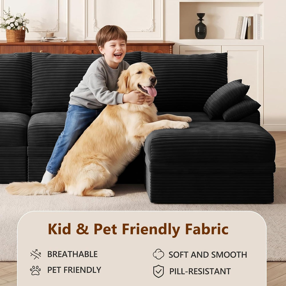 107" Modular Sectional Sofa Couch with Storage,U-Shape 3 Seat Comfy Mode...
