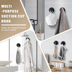 Suction Cup Hooks for Shower No-Drill Bathroom Hooks for Towels, Robes, Loofah Mountable on Bathroom Walls, Kitchen, Glass, Mirrors, Tile and Smooth,Non-Porous Surfaces (2, Matte Black)