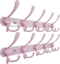 Dseap Coat Rack Wall Mounted - 5 Tri Hooks, Heavy Duty, Stainless Steel, Metal Coat Hook Rail for Coat Hat Towel Purse Robes Mudroom Bathroom Entryway (Pink, Pack of 2)