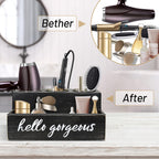 Unistyle Hair Blow Dryer/Curling Iron Holder, Countertop, Hair Tools & Styling Supplies Organizer Flat for Bathroom Counter for Accessories, Makeup, Toiletries Storage, Black