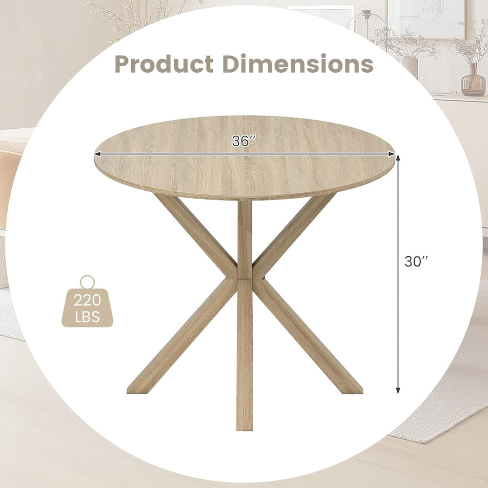 Tangkula 36" Round Dining Table, Mid-Century Modern Kitchen Table with R...