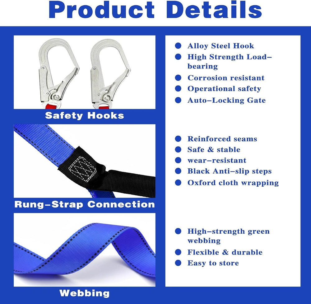 16 Feet Fire Escape Ladder Portable Household Ladder for 2-3 Story Homes Reus...