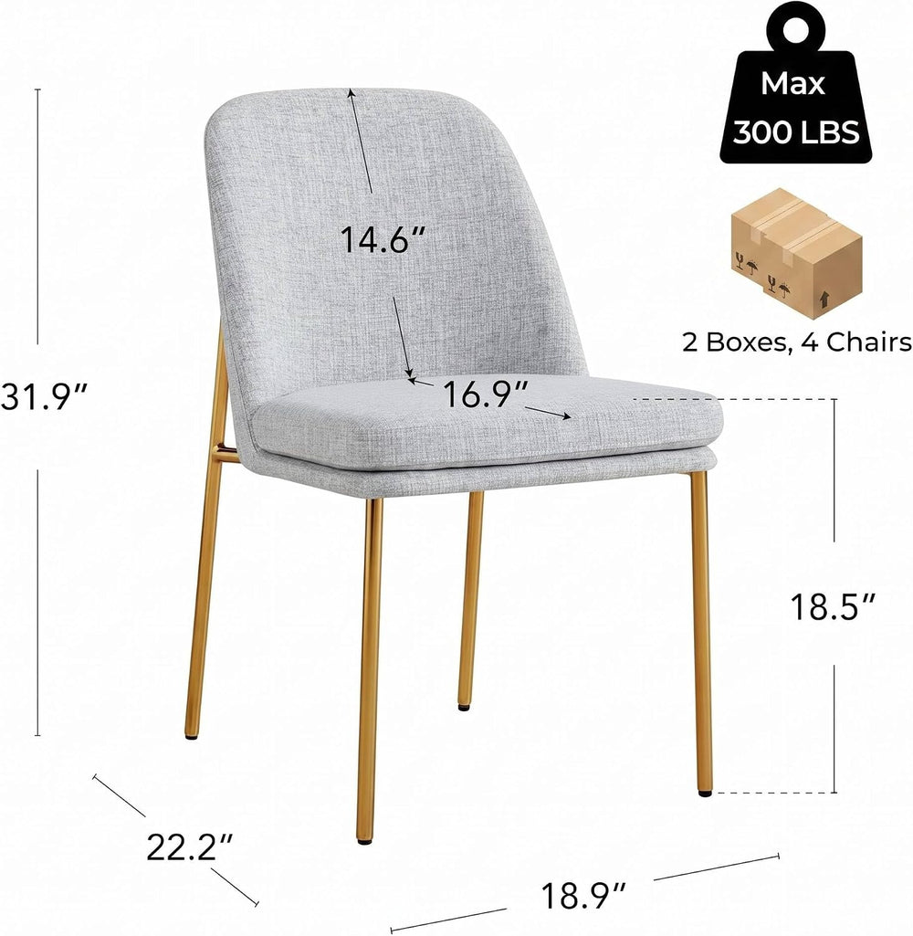 CHITA Modern Dining Chairs Set of 4, Upholstered Dining Chair, Light Gray | F...