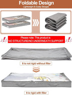 punemi 3-Inch Low Profile Under Bed Storage Containers，No-Structure, Soft Foldable Zippered Underbed Cloth Blanket Storage bins — Fits Under Crib, Couch，Sofa or Dorm bed, 4-Pack, 20x40x3in