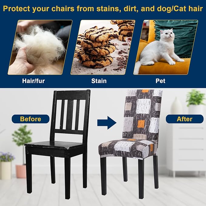 Chair Covers,Stretch Kitchen Chair Covers/Dining Chair Covers for Dining Room 8 Pack, Removable Washable Dining Chair Slipcovers for Home, Hotel, Banquet