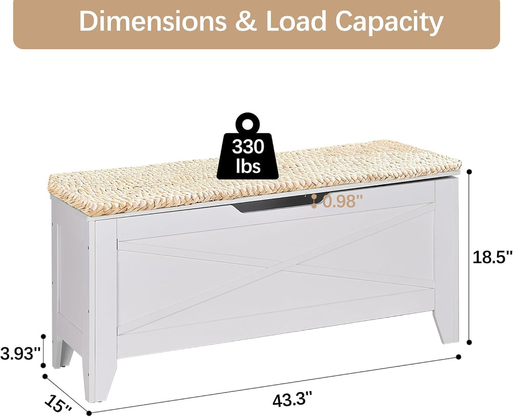 VECELO 43.3" Storage Bench, Entryway Shoe Ottoman, Farmhouse Style Bench...