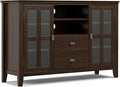 SIMPLIHOME Artisan TV Stand - 53 inch Wide Solid Wood Tall Media Console in Tobacco Brown, Contemporary Entertainment Center for Living Room for TVs up to 60 Inches with Drawers and Cable Management