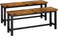 AWQM Table Bench, Pair of 2, Dining Bench, Thickened Steel Frame, Wood Bench, Industrial Style, for Kitchen and Dining Room, 12''Dx38.5''Wx17''H, Rustic Brown