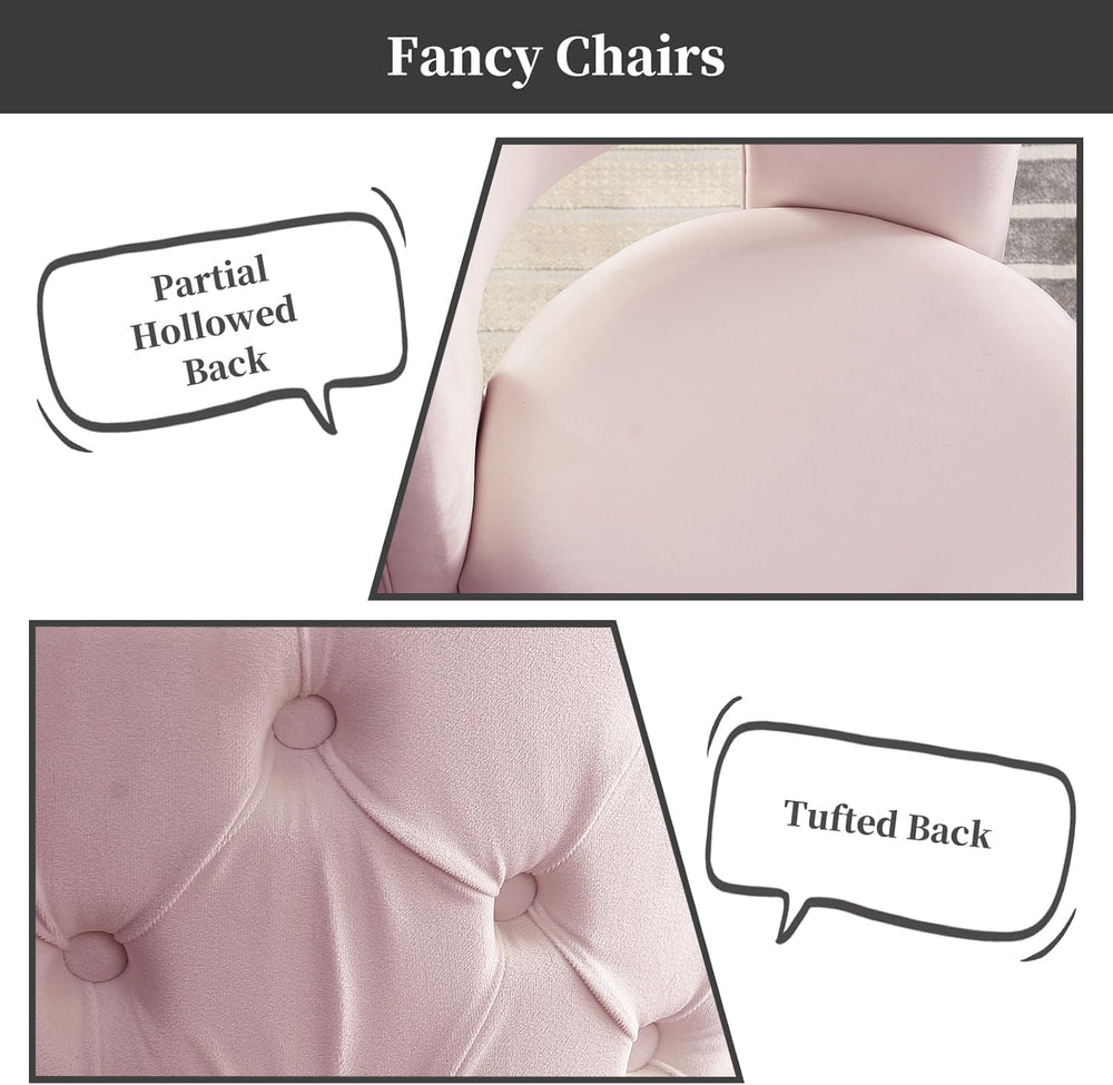 Swivel Chair with Storage for Living Room, Round Velvet Vanity Chair with Tuf...