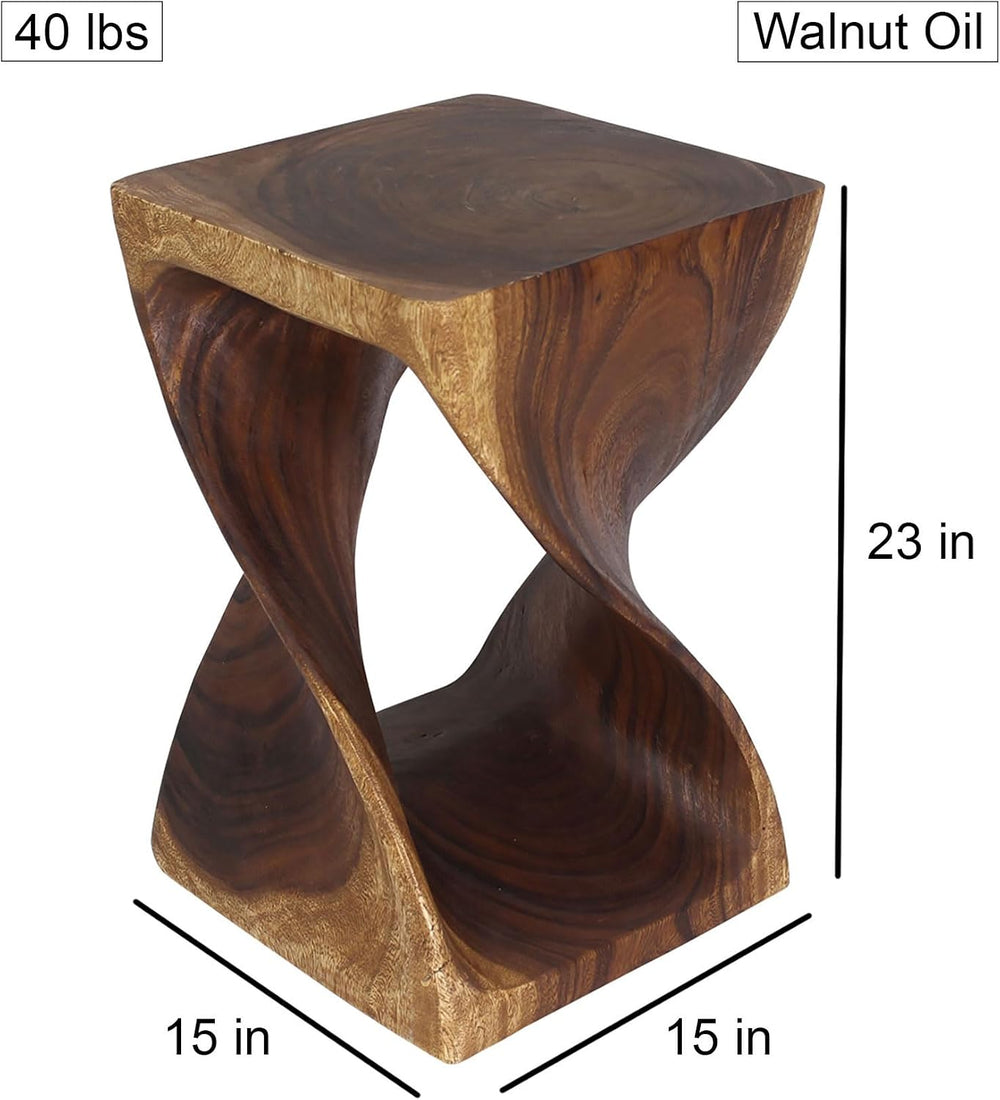 Haussmann Selorin Wide Twisted End Table 15 x 15 x 23 in H Walnut