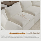 130" Oversized Boneless Cloud Couch, Modular Sectional Couches for Living Room, U Shaped with Deep Seats, No Assembly Required, 6 Seater Washable Fabric Sleeper Sofa, White