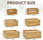 6 Pcs Decorative Wood Crates for Display, 6 Size Large Farmhouse Wooden Basket for Storage Container and Decorations, Rustic Nesting Crates Decor Boxes with Handle