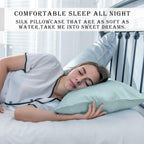 Natural Mulberry Silk Pillowcase for Hair and Skin Queen Size 20"X30" Case with Hidden Zipper Soft Breathable Smooth Cooling Pillow Covers for Sleeping(Haze Blue,1Pcs)