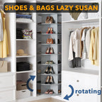 SpaceAid 8 Tier Rotating Shoe Rack Tower, Spinning Shoe Display Lazy Susan, Revolving 360 Shoe Rack Storage Round Carousel, Vertical Handbag Rotate Shoes Closet Organization (8-Tier Gray)