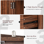 Pantry Cabinet with 2 Large Drawers, Embossed Texture Freestanding Cupboard with 8 Door Shelves and 3 Cabinet Shelves for Kitchen, Dining Room, Living Room