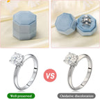 WantGor Velvet Ring Box, 3 Slots Jewelry Ring Gift Box Vintage Ring Holder | Ring Display Case for Wedding Ceremony Proposal Engagement (Ocean Blue)