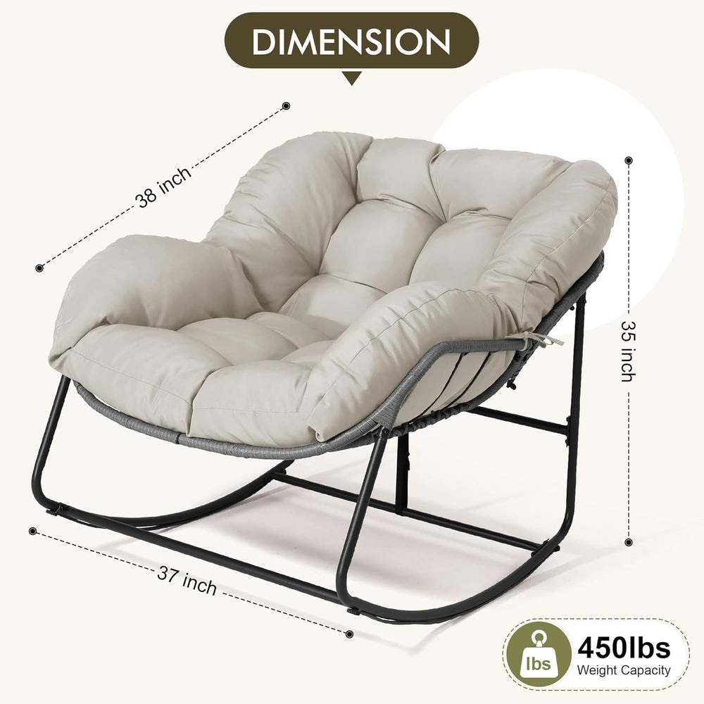 Bifanuo Oversized Egg Rocking Chair for Indoor Outdoor – All-Weather Wicker R...