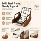 Nursery Glider Rocking Chair Rocking Chair with Foot Rest Nursery Chair, Wear Resistant Washable Corduroy Cover Ergonomic Foldable Stable Frame for Apartment Nursery