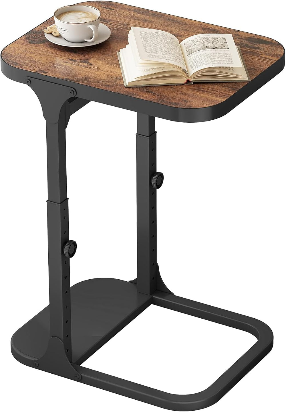 Kitstorack Ultra Stable & Durable End Table, Ajustable Height C Shaped Si...