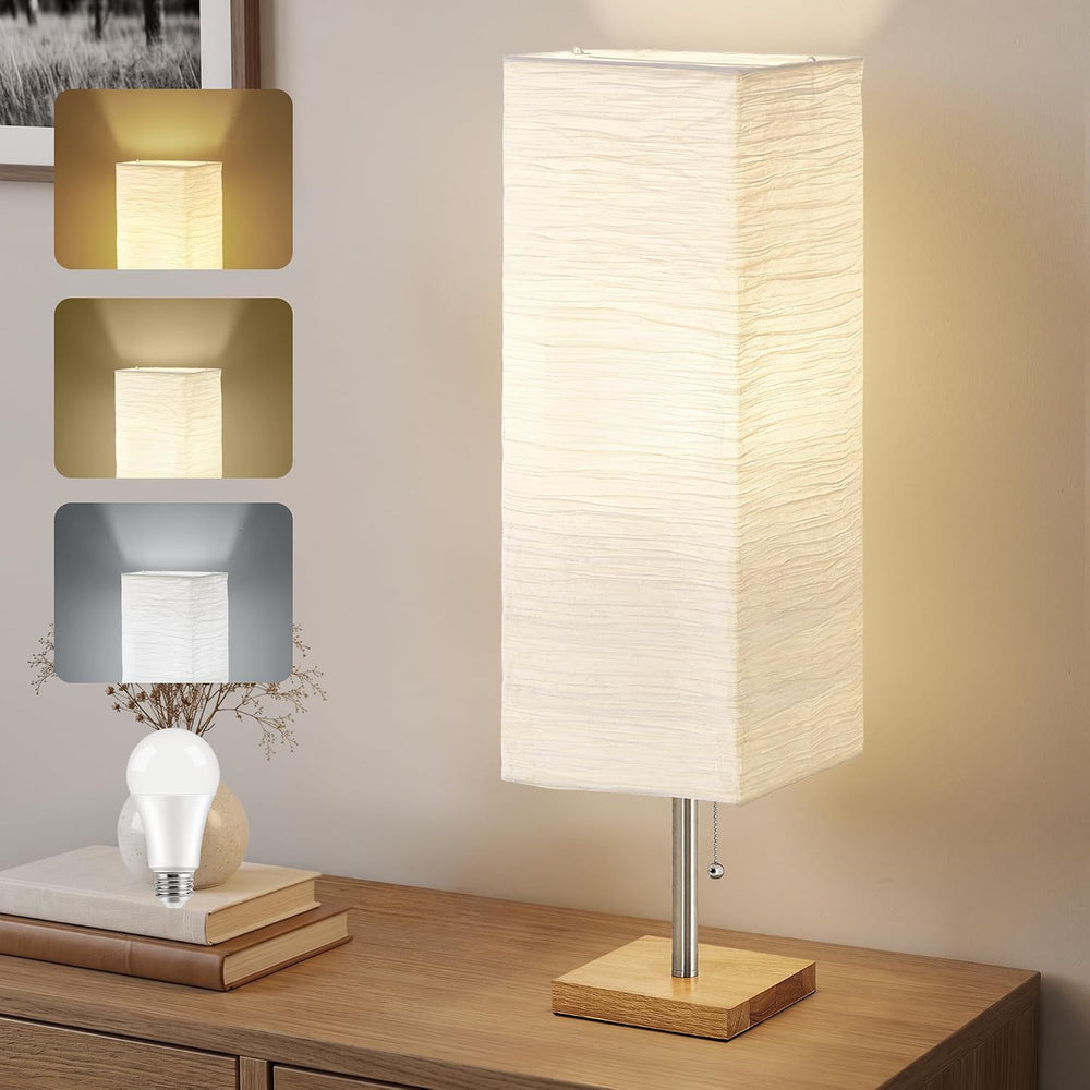 Bedside Table Lamp for Bedroom, 25.75" Tall Lamp for Living Room, 3CCT