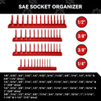 8PCS Socket Organizer Tray Set,SAE & Metric Socket Trays, 2PCS 1/4", 4PCS 3/8", 2PCS 1/2" Drive Deep and Shallow Socket Holders for Toolboxes (8pcs socket organizer）